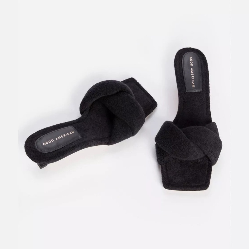 Good American Terry Kickstand Mules